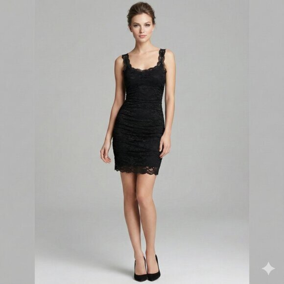 Victoria's Secret Moda Lace Ruched Mini Bodycon Dress Black Cocktail Y2K XS - Picture 16 of 16